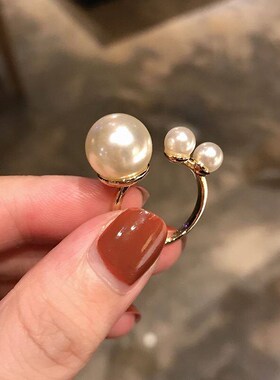 Light Luxury Elegant Open Pearl Index Finger Ring tendy Wome