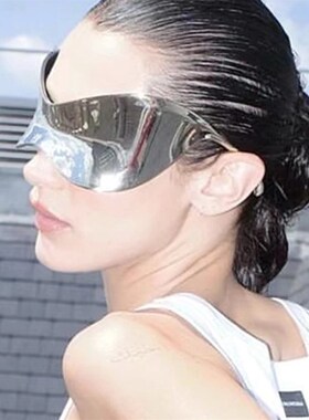 Futuristic Sunglasses for Women Men Silver Mask Sun Glasses
