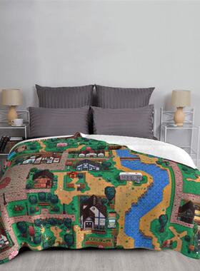 Stardew Valley Town Map Knitted Blankets Fleece video game m