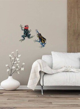 2 Pcs Wall-mounted Frog Decorations Iron Craft Vivid Color