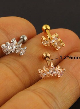 Stainless Steel Hoop Piercing Earring For Women Zircon CZ Ca