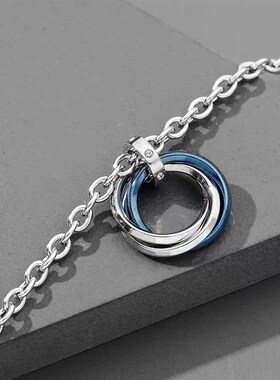 Mens hip-hop mixed color three-ring diamond-encrusted titan