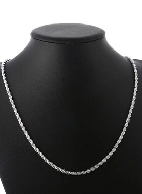 high quality silver color 4MM women men chain male twisted r