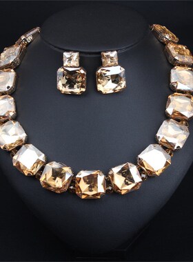 Bohemian Geometric Red Crystal Bridal Wedding Jewelry Sets F