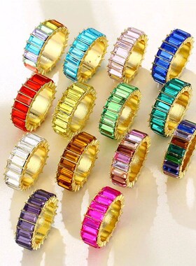 New 3A Zircon Crystal Ring For Women Light Luxury Multicolor