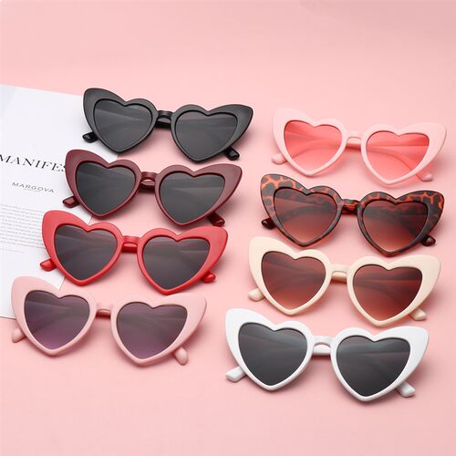 Heart Sunglasses Women Brand Designer Cat Eye Sun Glasses Fe - 图0