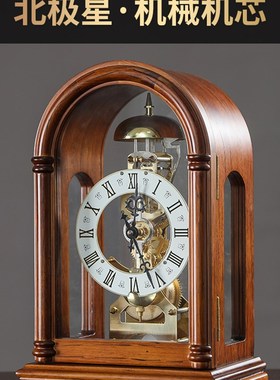威弗列德中式客厅家用桌面钟表摆件老式台式摆钟复古实木机械座钟
