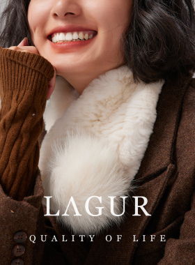 Lagur高级感獭兔毛交叉围脖围巾
