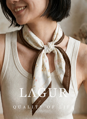 Lagur桑蚕丝丝巾方巾小熊头巾女