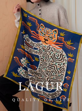 Lagur100%桑蚕丝丝巾艺术小方巾