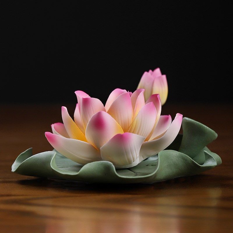 中式手工陶瓷莲花香插摆件家用室内线香香插香座香托香器桌面装饰,淘宝优惠券,粉丝福利购,淘宝优惠卷