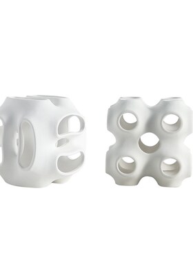 现代极简样板间电视柜书桌玄关软装饰品室内设计镂空创意陶瓷摆件