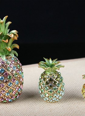 满钻凤梨合金摆件家居创意珐琅彩色工艺品贺礼商务礼品摆件