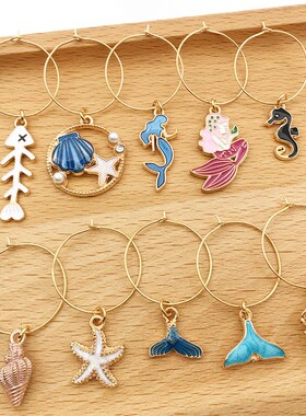 Wine Glass Marker Zinc Alloy Enamel Gold Plated Charms Penda