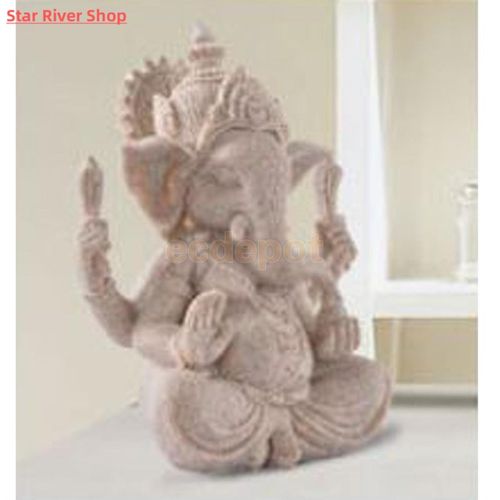 MagiDeal Hand Carved Sandstone Seated Ganesh Buddha Deity El - 图3