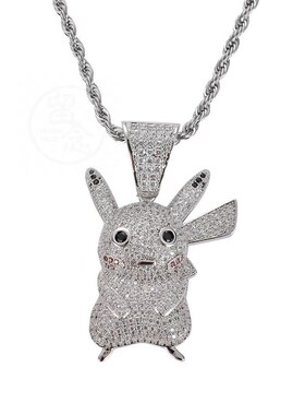 ~ Cartoon character Pikachu pendant personality zircon set h