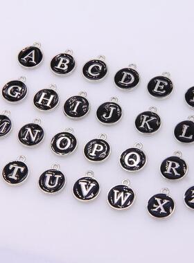 10pcs/26pcs Alphabet Letter Double Face Enamel Charms KC Gol