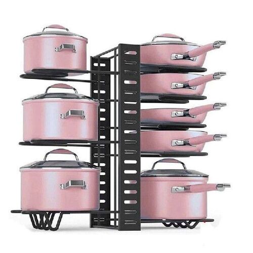8 Layer Pan Shelf Kitchen Storage Organize Lid Rack Pot - 图0