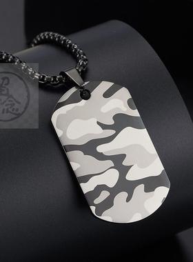 。Laser camouflage pattern titanium steel mens Pendant tend