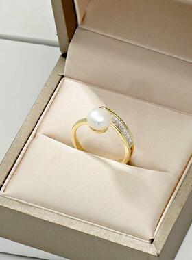 Fashion light luxury style micro-encrusted zircon pearl open