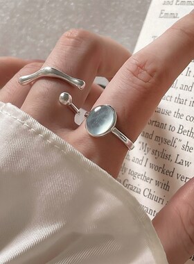 925 Sterling Silver Oval Blue Stone Rings For Women Counple