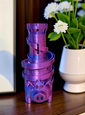 3D打印猪猪城堡储钱罐零钱罐男女小盆友创意旋转轨道2年新款