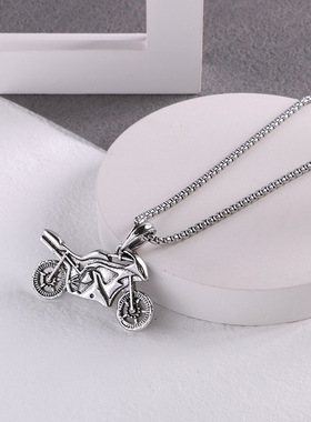 Vintage Punk Cool Motorcycle Pendant Mens Stainless Steel