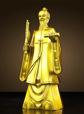 纯黄铜姜太公钓鱼摆件鱼缸姜子牙铜像姜太公在此百无禁忌家居饰品