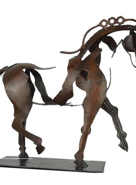 Horse Sculpture Adonis铁马雕塑阿多尼斯镂空桌面装饰摆件带灯串
