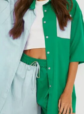 New 2022 summer casual suit womens color blocking medium sl