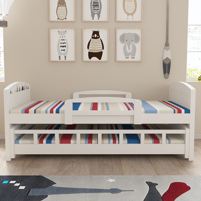 实木拖床抽拉床子母床拖床高低床带拖床推拉床伸缩床儿童床上下床,淘宝优惠券,粉丝福利购,淘宝优惠卷