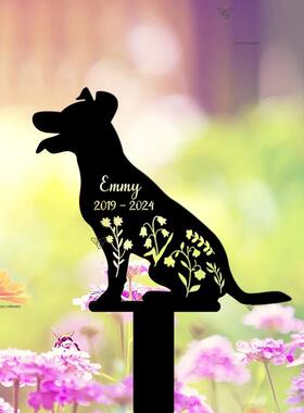 独立站新品自定义狗纪念金属牌铁艺美式花园户外庭院地插名称装饰