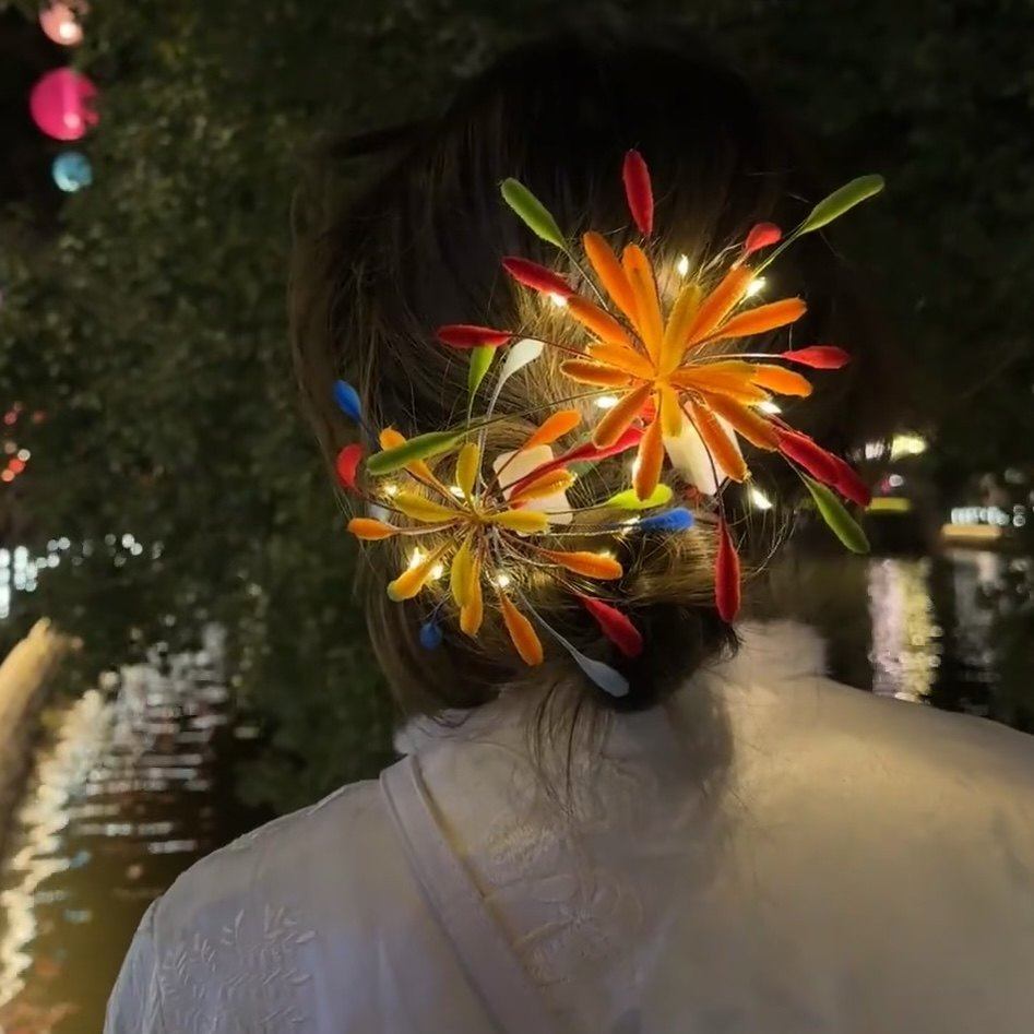 新年扭扭棒彩色烟花发夹女2026新款氛围感侧边刘海夹节日发卡头饰,淘宝优惠券,粉丝福利购,淘宝优惠卷