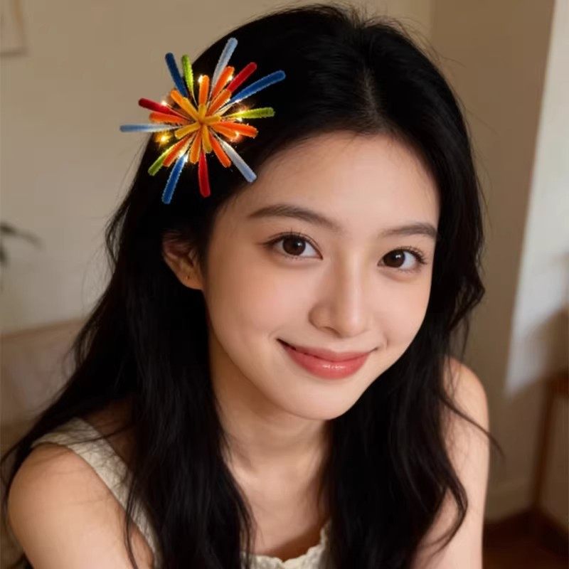 烟火年年~氛围感扭扭棒彩色烟花发夹成品发卡新年diy头饰拍照道具,淘宝优惠券,粉丝福利购,淘宝优惠卷