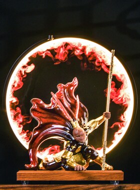 齐天大圣孙悟空家居客厅电脑桌办公室倒流香创意发光装饰中式摆件