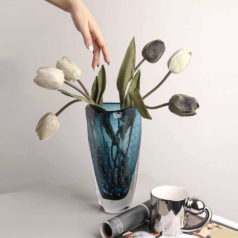 创意轻奢玻璃花瓶透明客厅餐桌干花摆件样板间艺术水培花瓶装饰品,淘宝优惠券,粉丝福利购,淘宝优惠卷