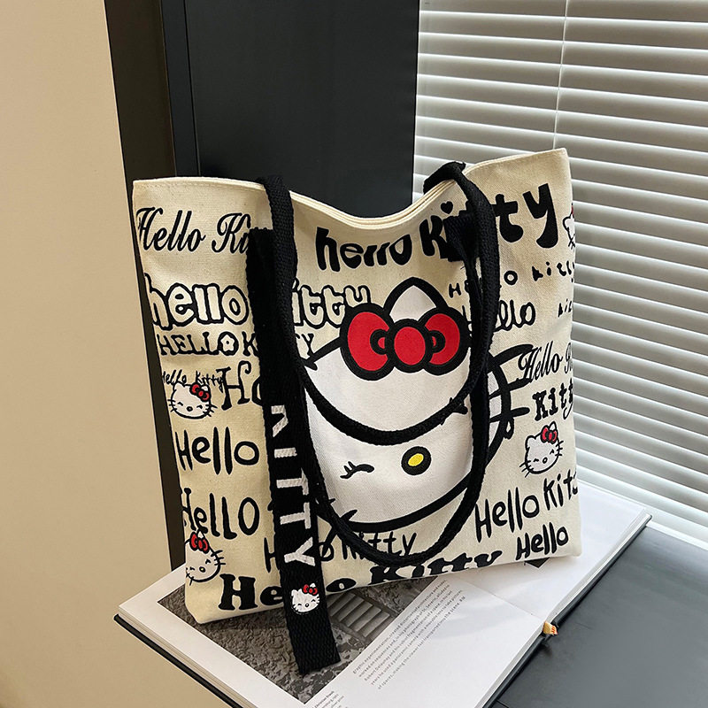 hellokitty卡通帆布包时尚包女手提袋可爱通勤百搭单肩托特大容量,淘宝优惠券,粉丝福利购,淘宝优惠卷