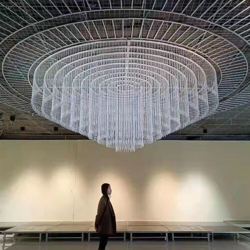 新款婚庆爱神之剑水晶悬吊式天花板圆环珠帘成品圆环装饰婚礼堂套 - 图1