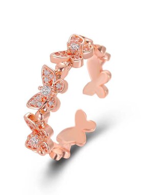New Fashion Butterfly Rings Shiny Cubic Zirconia Leaves Geom