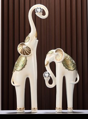 入户玄关大象摆件一对大号细长竖高客厅电视柜屏风装饰品招财家居