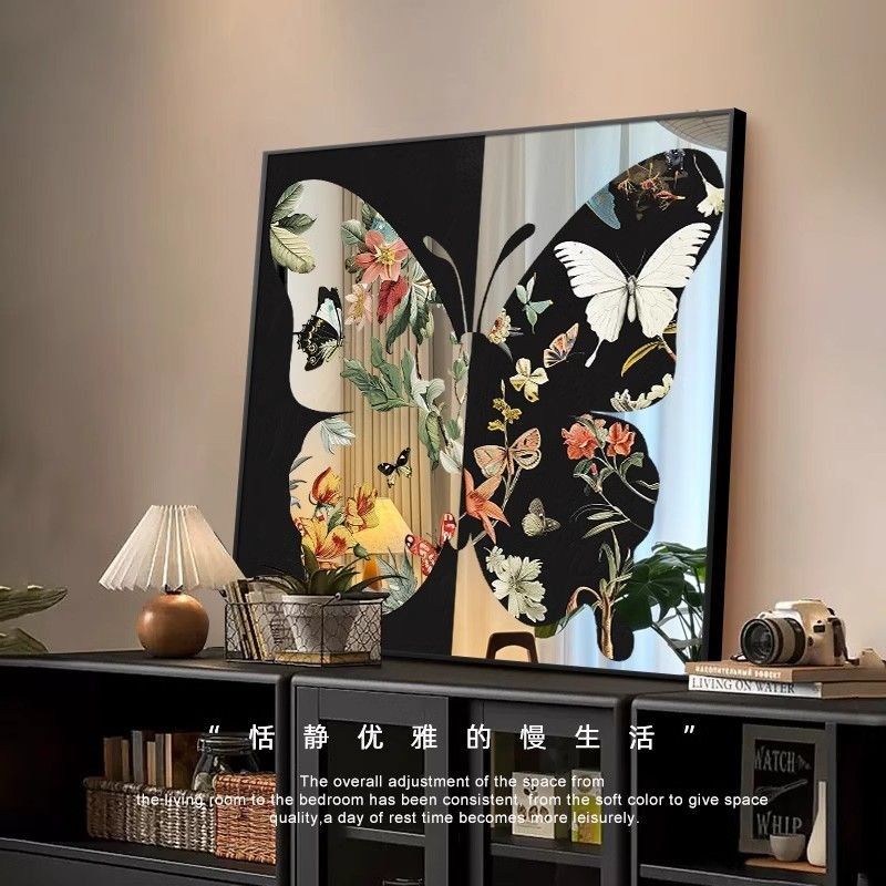 法式复古风客厅装饰画镜子高级感沙发背景墙面挂画蝴蝶桌面摆件画,淘宝优惠券,粉丝福利购,淘宝优惠卷