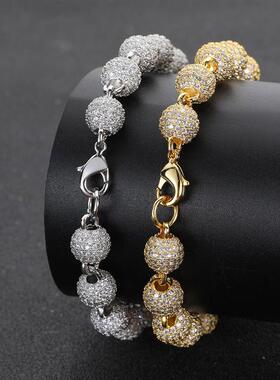 High Quality Brlet 8mm Micro Inlaid Zircon Ball Chain Mens