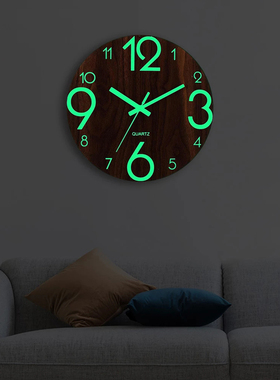 12 Inch Luminous Wall Clock Silent for Kitchen Living Room D