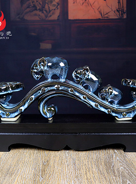 禹州神后钧瓷书房办公桌摆件家居饰品钧窑花瓶陶瓷鸡血红吉祥如意