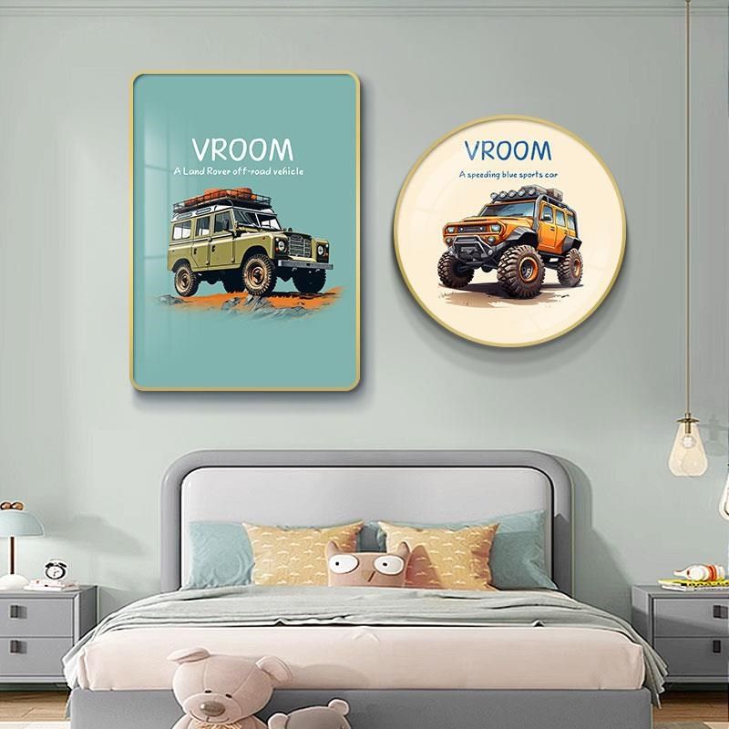 汽车卡通儿童房装饰画男孩卧室床头挂画背景墙面壁画电竞房间装饰,淘宝优惠券,粉丝福利购,淘宝优惠卷