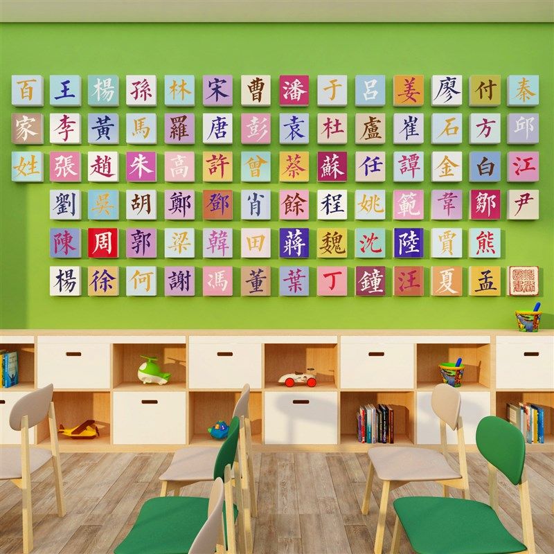 百家姓环创硬笔字书法教室布置装饰托管班级文化培训机构墙面贴纸,淘宝优惠券,粉丝福利购,淘宝优惠卷
