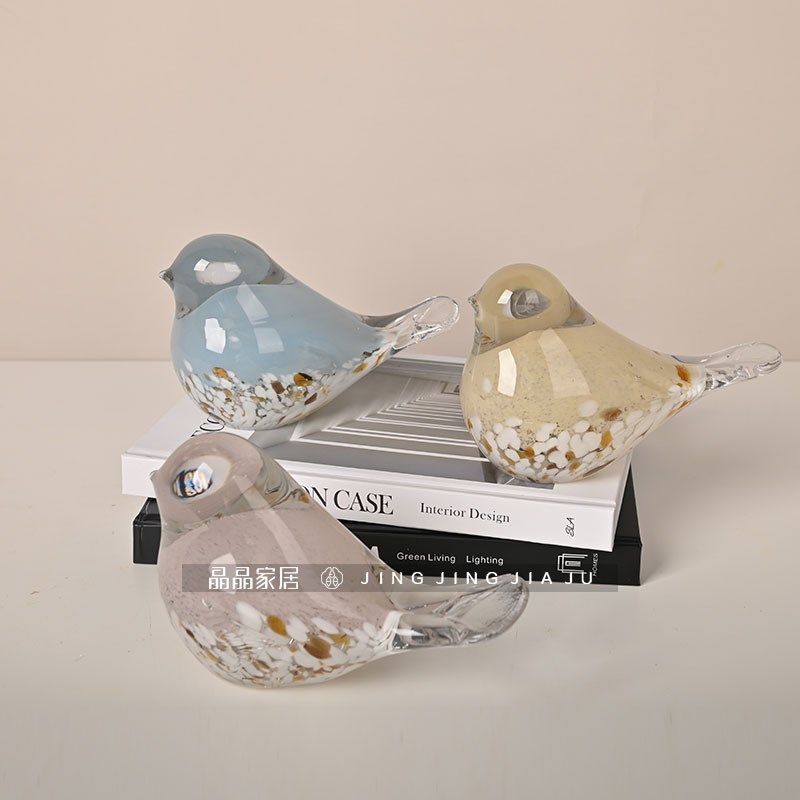 现代炫彩色小鸟摆件琉璃水晶玻璃家居客厅动物小装饰品书桌摆设品,淘宝优惠券,粉丝福利购,淘宝优惠卷