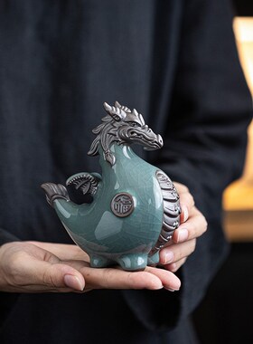 创意陶瓷龙马精神小摆件客厅桌面装饰工艺品十二生肖龙龙年吉祥物