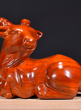 花梨木雕刻羊摆件三合十二生肖木头羊属羊家居装饰工艺品新居送礼