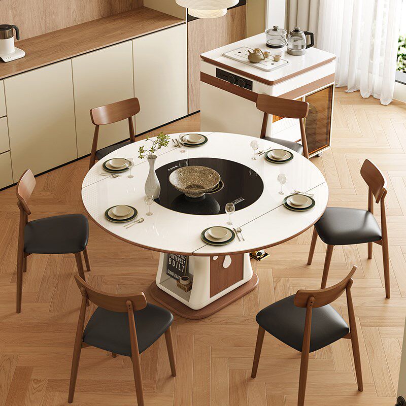 岩板岛台餐桌一体移动岛台茶桌可伸缩变圆桌家用多功能电磁炉圆桌,淘宝优惠券,粉丝福利购,淘宝优惠卷